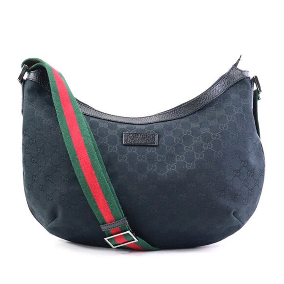 Auth GUCCI Crossbody Shoulder Bag Black/Green/Red GG Canvas - Picture 1 of 14